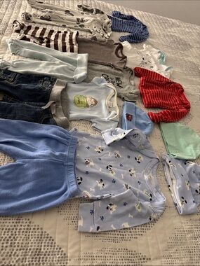 Baby Boy Clothing Bundle - Blue, Red, Gray Mix size newborn and 0-3 months